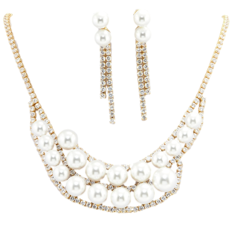 Набір Xuping Позолота 18K Сережки Кольє Перлинна розкіш довжина кольє 42.5см х 3мм фото №1 Набір Xuping Позолота 18K Сережки Кольє Перлинна розкіш довжина кольє 42.5см х 3мм фото №1