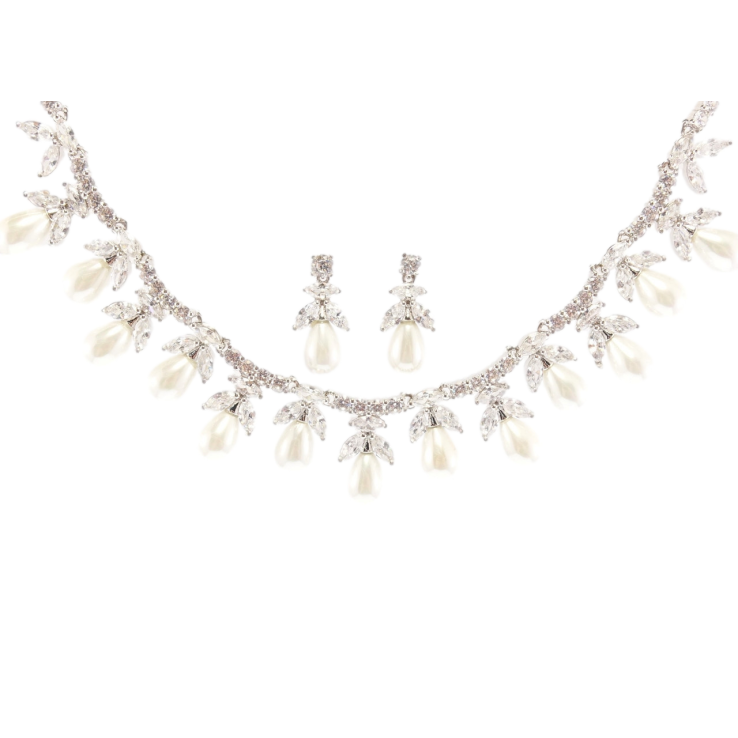 Набір Xuping Родій Сережки Кольє Перлинна крапелька розмір 45,5см х 4-20мм фото №4