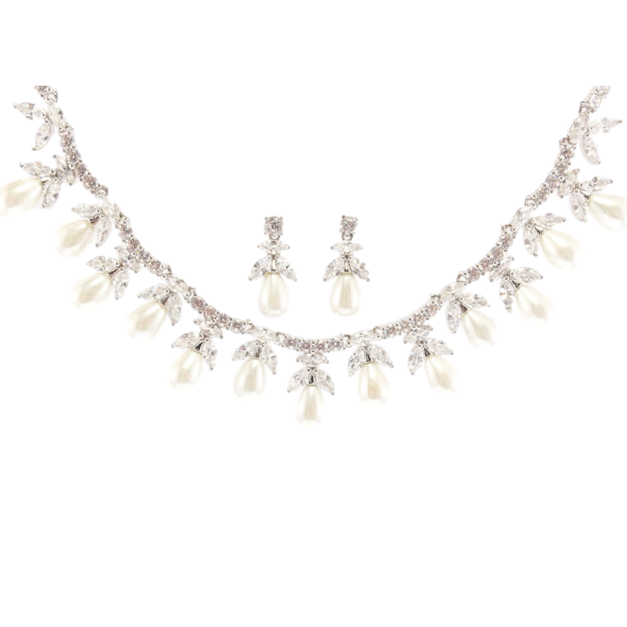 Набір Xuping Родій Сережки Кольє Перлинна крапелька розмір 45,5см х 4-20мм фото №1