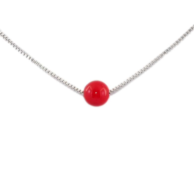 Підвіска на ланцюжку Xuping Родій Червона кулька довжина 46-51см х 1мм, ø 6мм фото №1 Підвіска на ланцюжку Xuping Родій Червона кулька довжина 46-51см х 1мм, ø 6мм фото №1