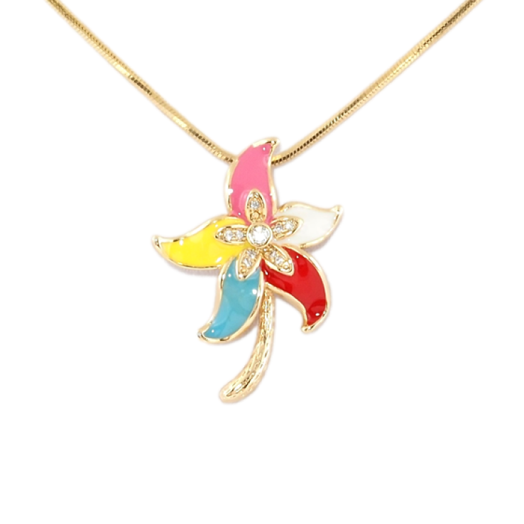 Кулон на ланцюжку Xuping Позолота 18K Квітка з різнокольоровою емаллю довжина 40-45см х 1мм фото №18