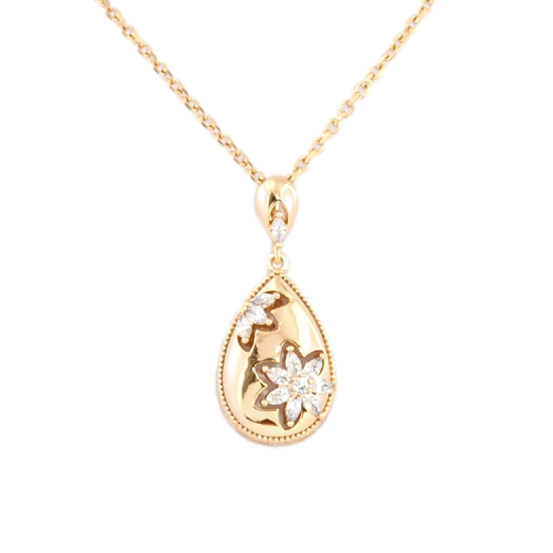 Кулон на ланцюжку Xuping Позолота 18K Крапелька з кришталевими квіточками довжина 41-47см х 1.5мм фото №3