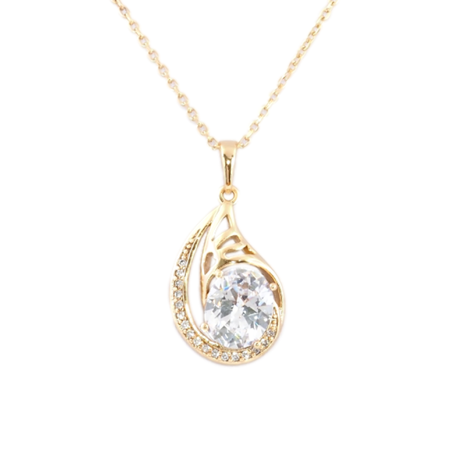 Кулон на ланцюжку Xuping Позолота 18K Декоративна крапелька з фіанітом і цирконієм довжина 41-46см х 1.5мм фото №1
