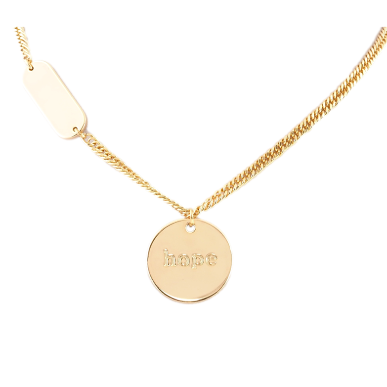 Кулон на ланцюжку Xuping Позолота 18K Медальйон з написом Hope, ø 23мм довжина 39-44см х 3мм фото №1