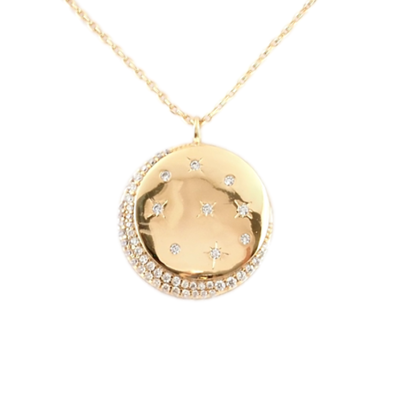Підвіска на ланцюжку Xuping Позолота 18K Медальйон Місяць з зірками ø 20мм довжина з доп. ланцюжком 41-46см х 1мм фото №1
