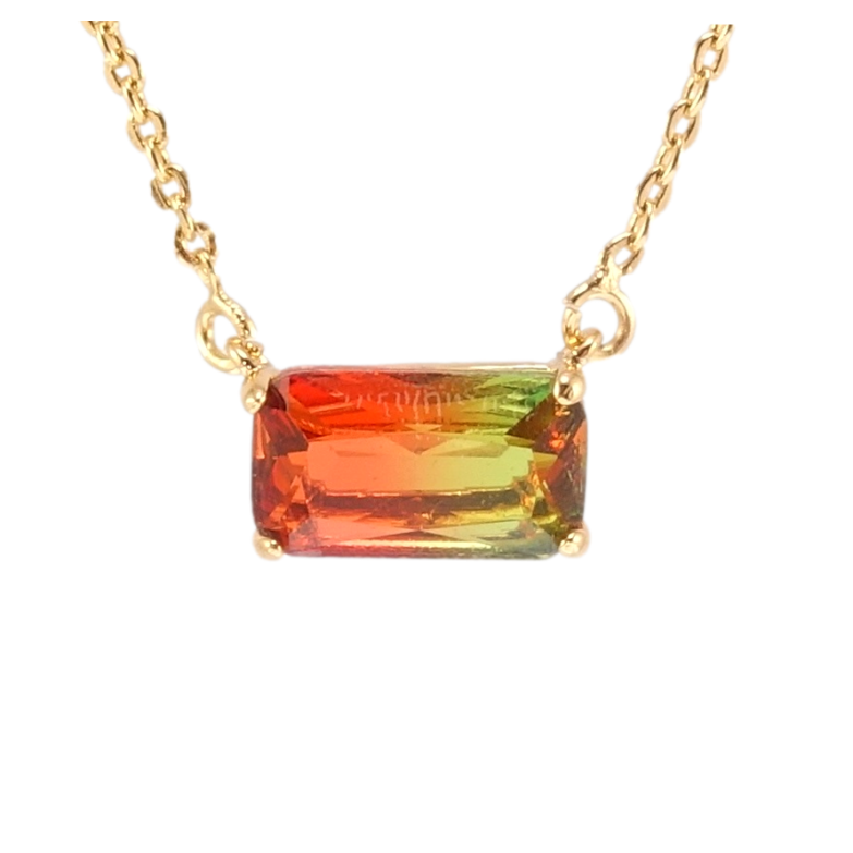 Подвеска на цепочке Xuping Позолота 18K Зелено-красный кристалл длина 45-48см х 1мм фото №1