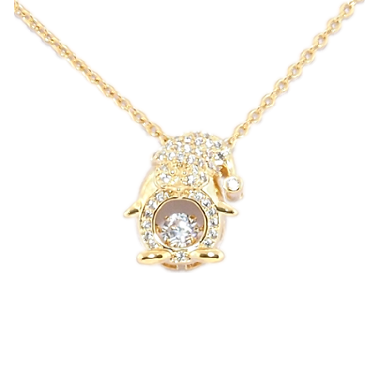 Кулон на цепочке Xuping Позолота 18K Пингвин с танцующим кристаллом длина 41,5-45см х 1мм фото №1
