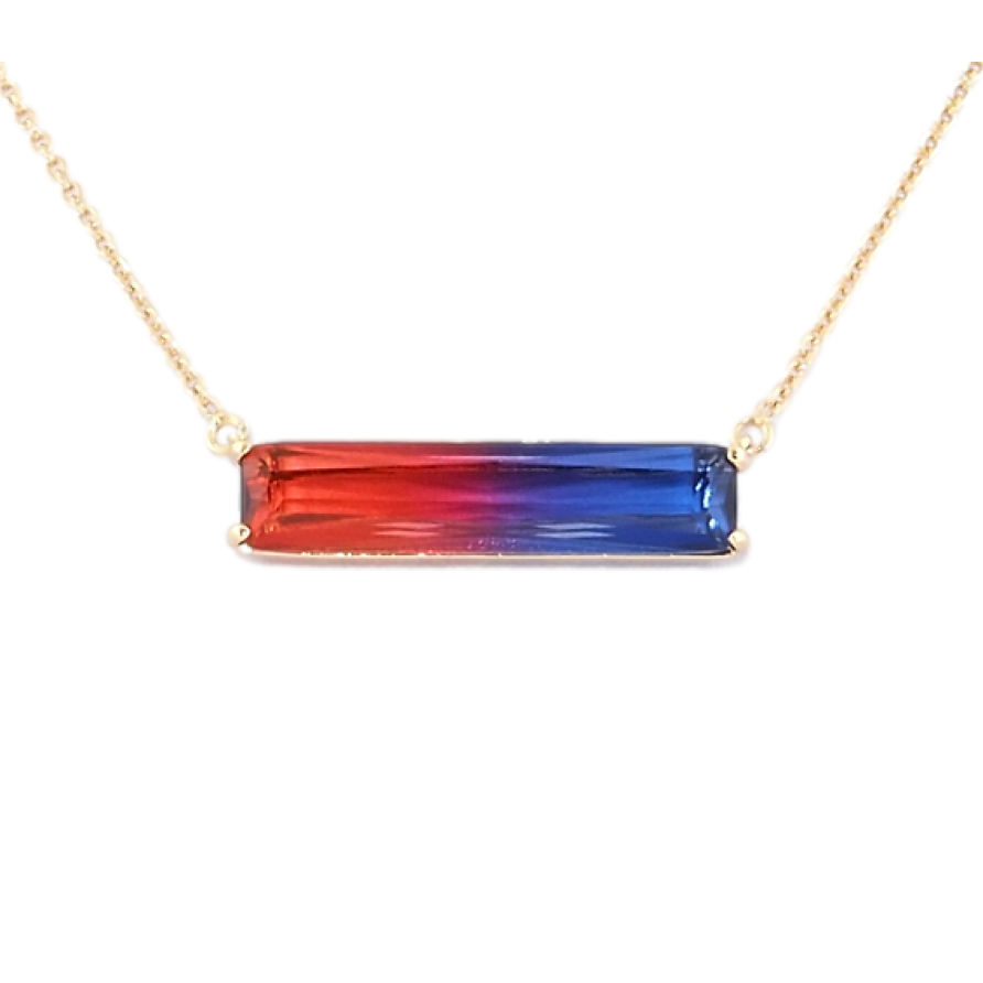 Підвіска на ланцюжку Xuping Позолота 18K Червоно-синій кристал довжина 47-50см х 1мм фото №1