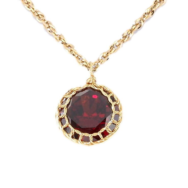 Підвіска на ланцюжку Xuping Позолота 18K Червоний кристал у плетеній оправі, ø 20мм довжина 50-56см х 3мм фото №5