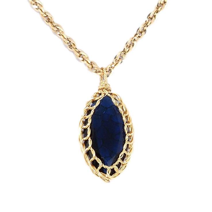 Підвіска на ланцюжку Xuping Позолота 18K Синій кристал у плетеній оправі довжина 50-55см х 3мм фото №7