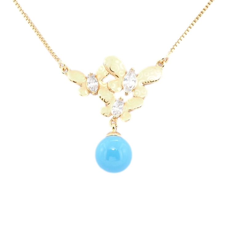 Підвіска на ланцюжку Xuping Позолота 18K Метелики з блакитною намистину довжина 43-47см х 1мм фото №12