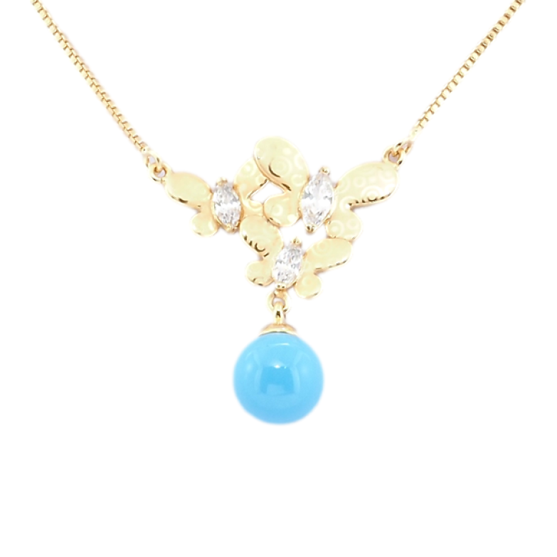Підвіска на ланцюжку Xuping Позолота 18K Метелики з блакитною намистину довжина 43-47см х 1мм фото №21