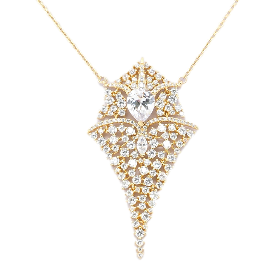 Кулон на ланцюжку Xuping Позолота 18K Розкішна підвіска з цирконієм довжина 42-45см х 1мм фото №1