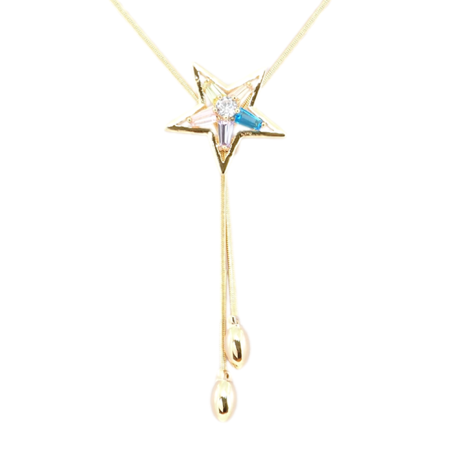 Бігунок на ланцюжку Xuping Позолота 18K Зірка з кольоровими кристалами довжина 52-56см х 1мм фото №1 Бігунок на ланцюжку Xuping Позолота 18K Зірка з кольоровими кристалами довжина 52-56см х 1мм фото №1