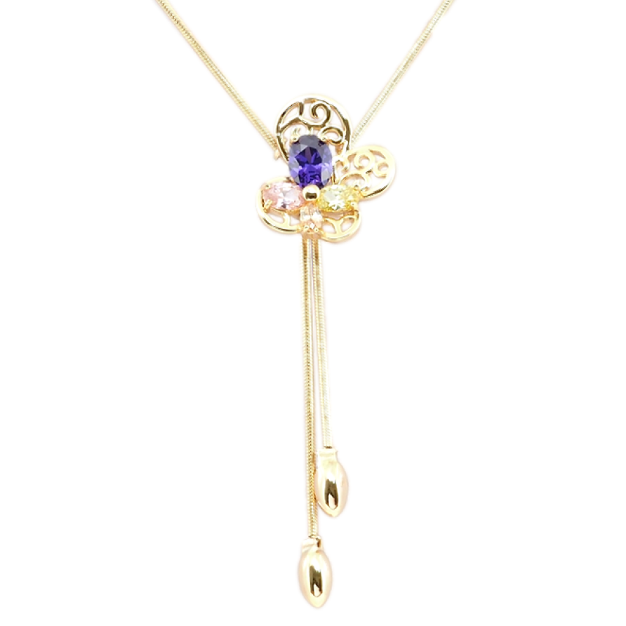 Бігунок на ланцюжку Xuping Позолота 18K Ажурний метелик з кольоровими кристалами дл. 48-51,5см фото №1 Бігунок на ланцюжку Xuping Позолота 18K Ажурний метелик з кольоровими кристалами дл. 48-51,5см фото №1