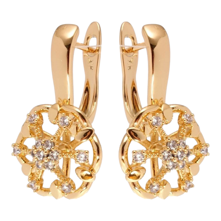 Серьги Xuping Позолота 18K английский замок Снежинка с кристаллами фото №13