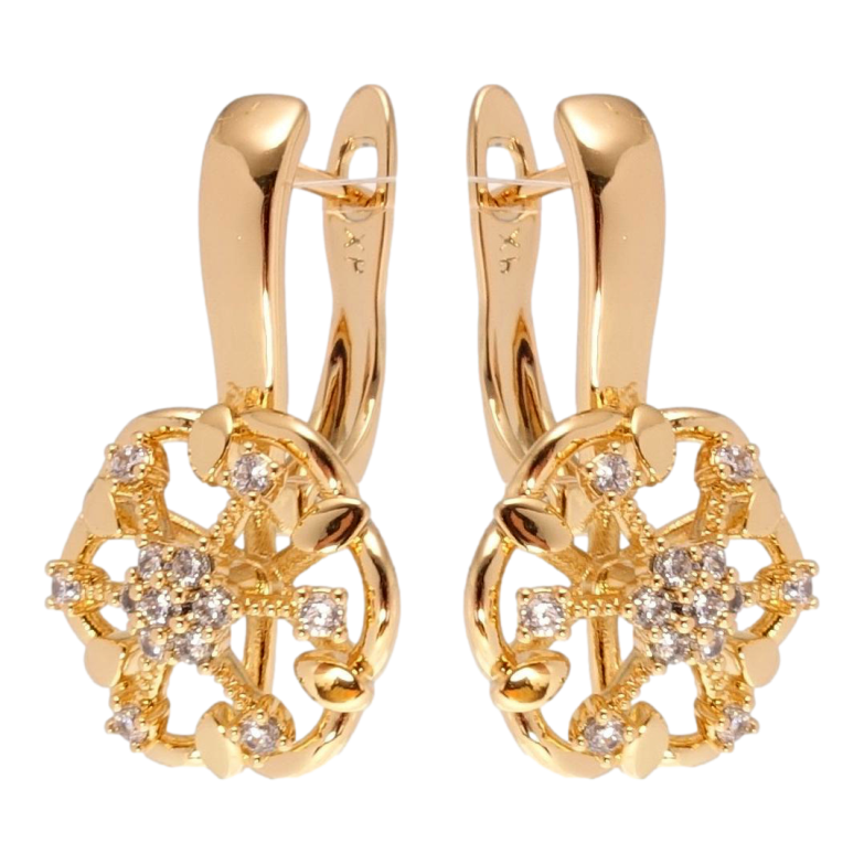 Серьги Xuping Позолота 18K английский замок Снежинка с кристаллами фото №1