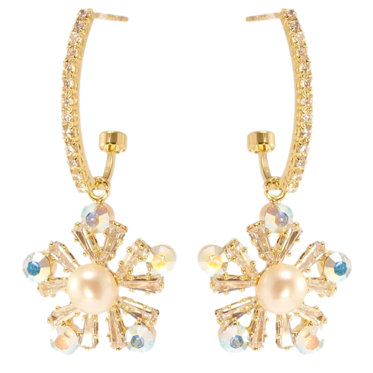 Сережки Xuping JEAN GOUJON Позолота 14K пусети Витончені сніжинки на дугах фото №12