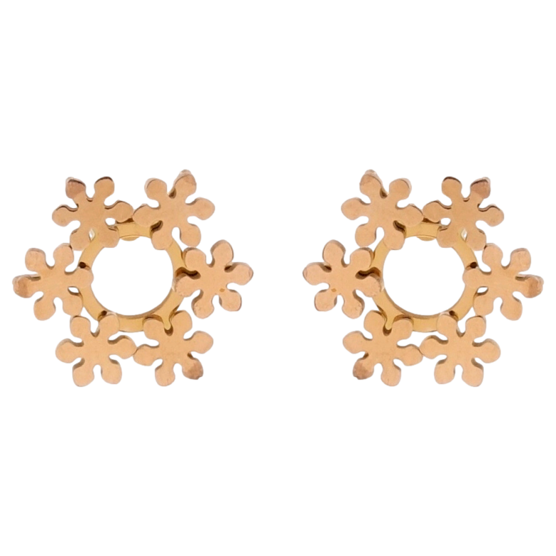 Серьги Xuping TTM Stainless Steel цвет РО пусеты Снежинки фото №1