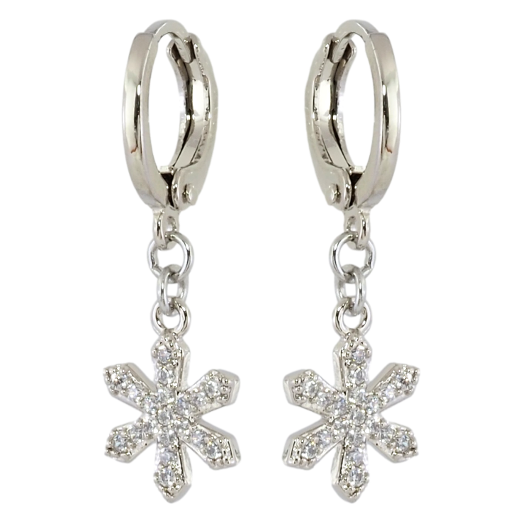 Серьги Xuping Родий подвески на колечках Снежинки с цирконием фото №16