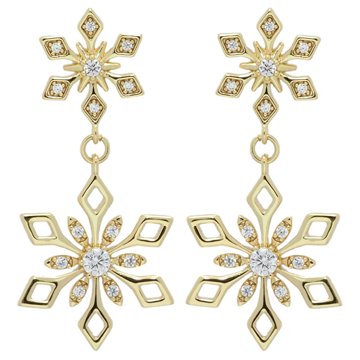 Сережки Xuping QQMM Позолота 14K пусети Підвіски сніжинки фото №7