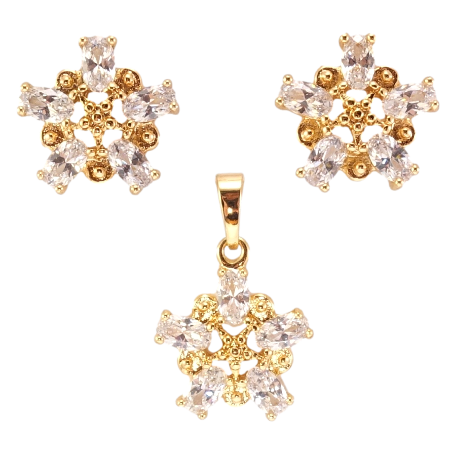 Набір Xuping Позолота 18K Сережки Кулон Кристальні сніжинки фото №1
