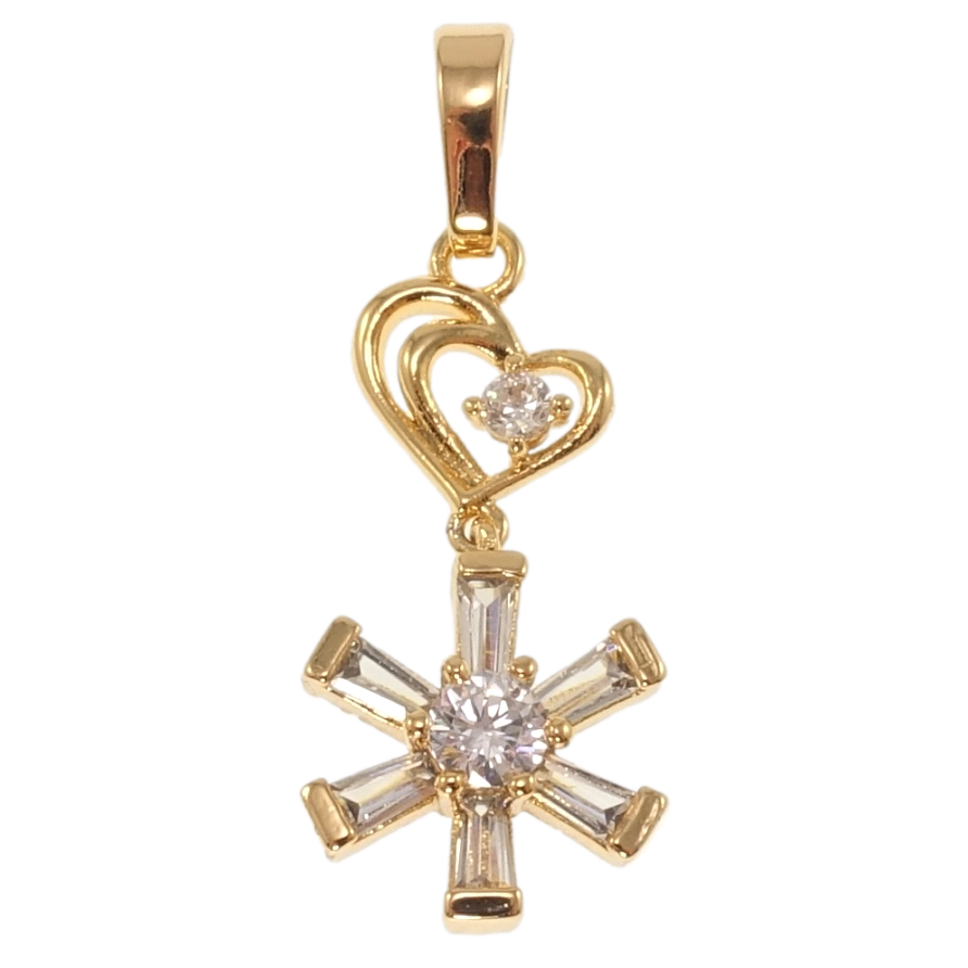 Кулон Xuping Позолота 18K Серце з кристальною сніжинкою для ланцюжка до 6мм фото №1