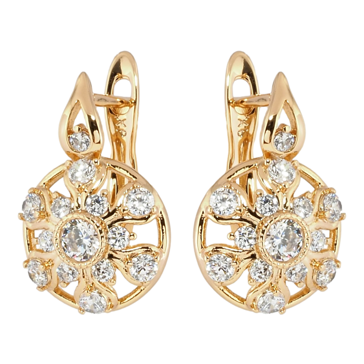 Серьги Xuping Позолота 18K английский замок Снежинки с цирконием фото №17