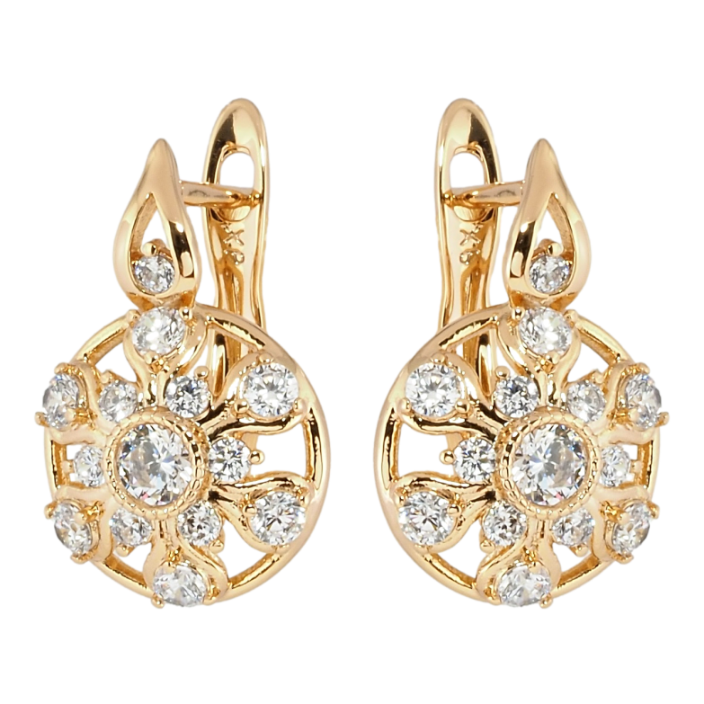 Серьги Xuping Позолота 18K английский замок Снежинки с цирконием фото №1