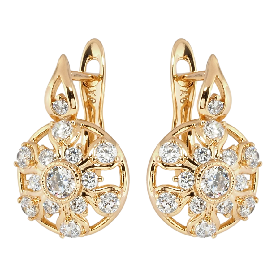 Серьги Xuping Позолота 18K английский замок Снежинки с цирконием фото №1