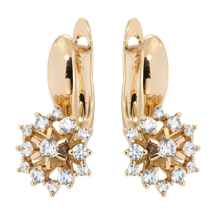 Серьги Xuping Позолота 18K английский замок Снежинки с цирконием фото №12