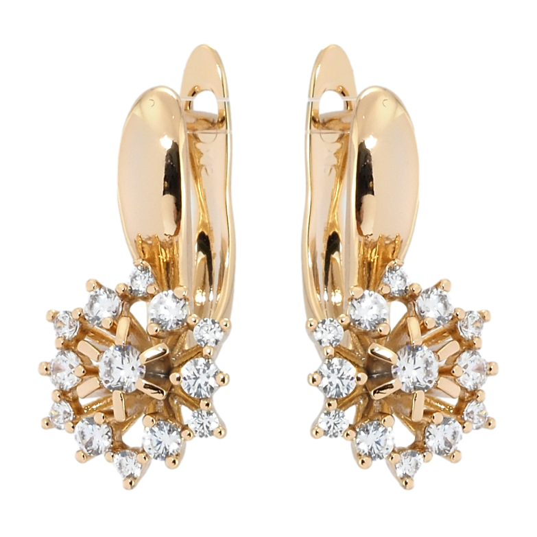 Сережки Xuping Позолота 18K англійський замок Сніжинки з цирконієм фото №1