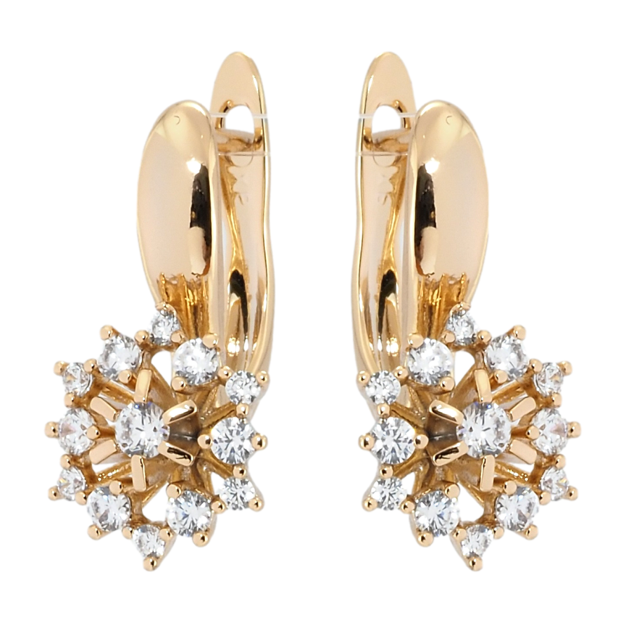 Серьги Xuping Позолота 18K английский замок Снежинки с цирконием фото №1