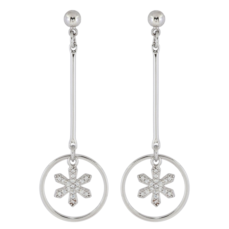 Серьги Xuping Родий пусеты Подвески с снежинками фото №1 Серьги Xuping Родий пусеты Подвески с снежинками фото №1