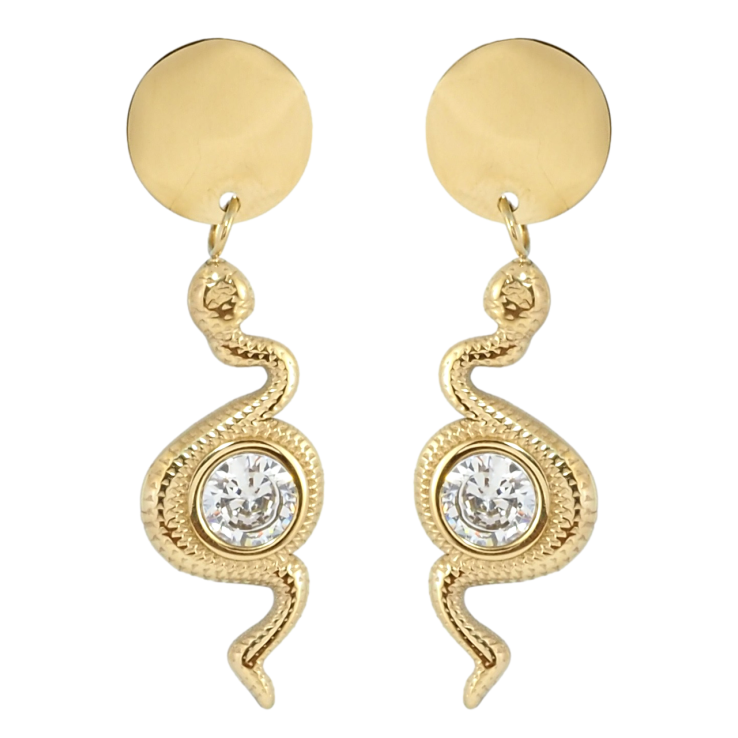 Серьги Xuping TTM Stainless Steel цвет 14K пусеты Змейки с цирконием фото №10