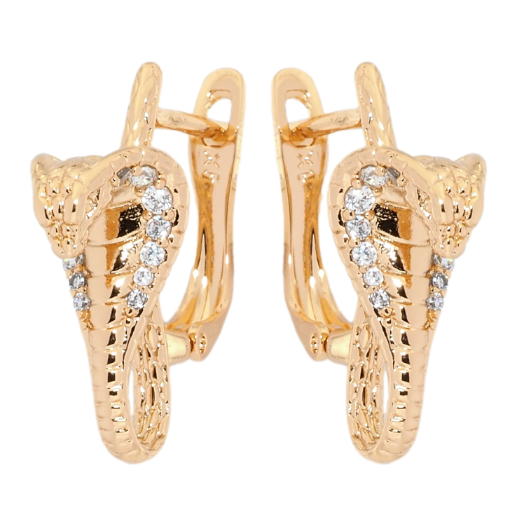 Серьги Xuping Позолота 18K английский замок Кобра фото №2