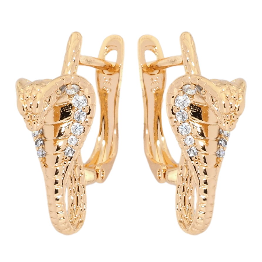 Серьги Xuping Позолота 18K английский замок Кобра фото №1