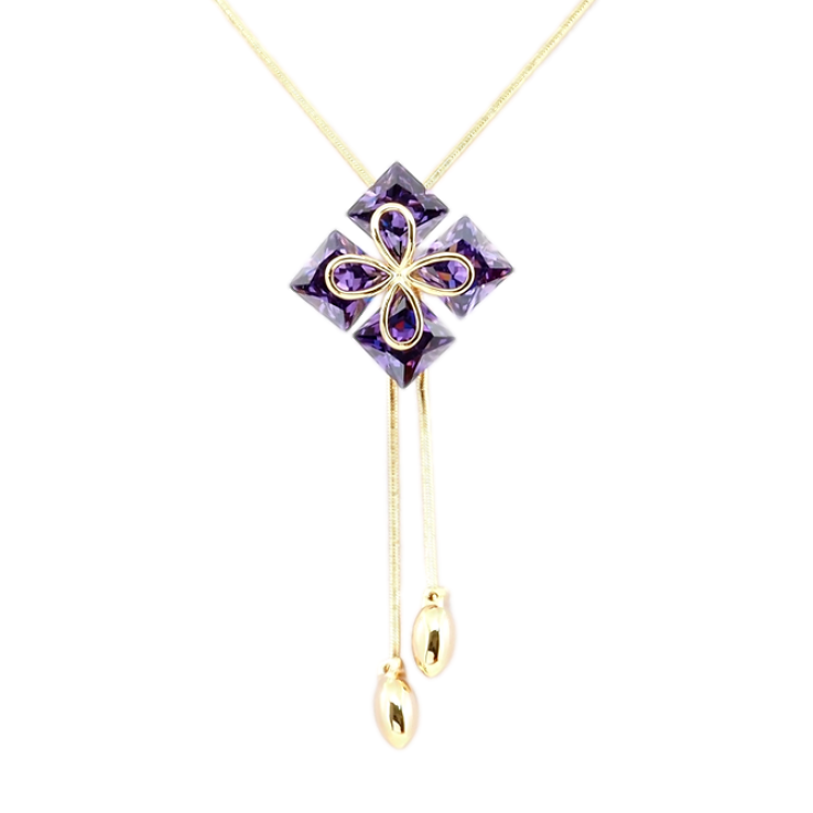 Бігунок на ланцюжку Xuping Позолота 18K Чотирилист з квадратними фіолетовими кристалами дл. 51-54,5см фото №16 Бігунок на ланцюжку Xuping Позолота 18K Чотирилист з квадратними фіолетовими кристалами дл. 51-54,5см фото №16