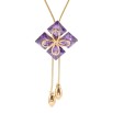 Бігунок на ланцюжку Xuping Позолота 18K Чотирилист з квадратними фіолетовими кристалами дл. 51-54,5см фото №3 Бігунок на ланцюжку Xuping Позолота 18K Чотирилист з квадратними фіолетовими кристалами дл. 51-54,5см фото №3