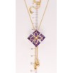 Бігунок на ланцюжку Xuping Позолота 18K Чотирилист з квадратними фіолетовими кристалами дл. 51-54,5см фото №4 Бігунок на ланцюжку Xuping Позолота 18K Чотирилист з квадратними фіолетовими кристалами дл. 51-54,5см фото №4