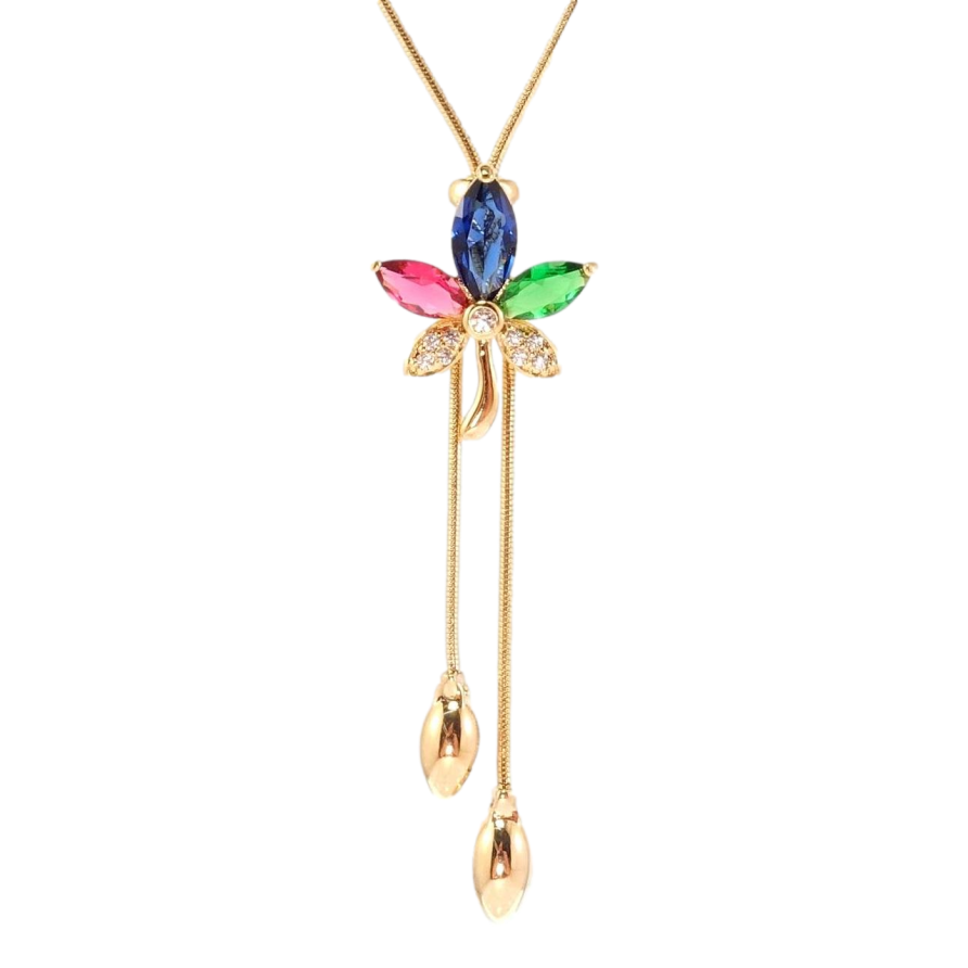 Бігунок на ланцюжку Xuping Позолота 18K Кленовий лист з інкрустацією та вставками яскраві кристали дл.52-55см фото №1 Бігунок на ланцюжку Xuping Позолота 18K Кленовий лист з інкрустацією та вставками яскраві кристали дл.52-55см фото №1