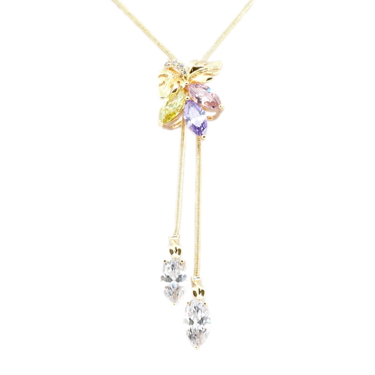 Бігунок на ланцюжку Xuping Позолота 18K Флористичний орнамент із кольоровими кристалами довжина 50-53,5см х 1мм фото №8 Бігунок на ланцюжку Xuping Позолота 18K Флористичний орнамент із кольоровими кристалами довжина 50-53,5см х 1мм фото №8