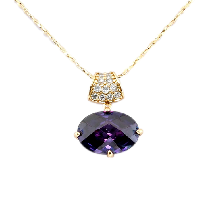 Кулон на ланцюжку Xuping Позолота 18K Витончена підвіска з граненим бузковим кристалом довжина 46-52см х 1мм фото №21