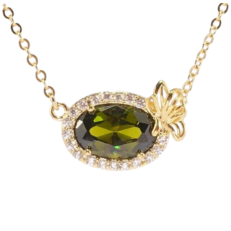 Підвіска на ланцюжку Xuping Позолота 18K Оливковий кристал в обрамленні цирконію з квіткою довжина 42-45см фото №17