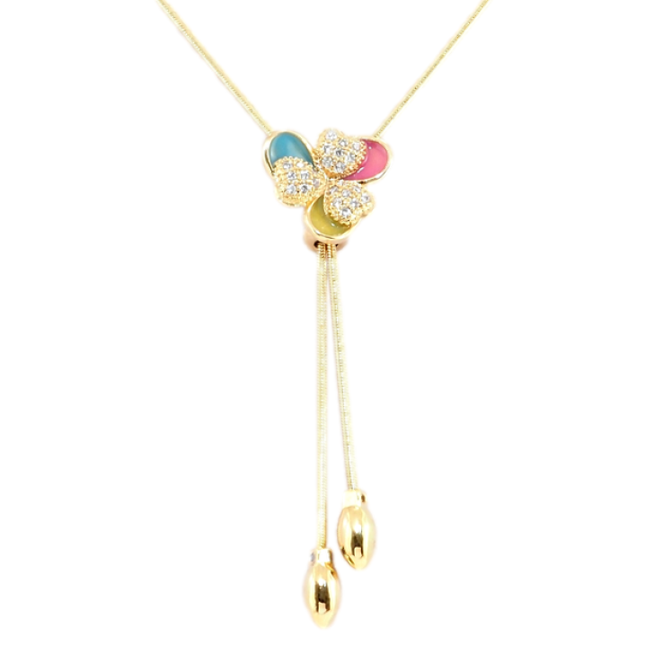 Бігунок на ланцюжку Xuping Позолота 18K Трилистник з цирконієм та кольоровою емаллю довжина 51-54см х 1мм фото №11 Бігунок на ланцюжку Xuping Позолота 18K Трилистник з цирконієм та кольоровою емаллю довжина 51-54см х 1мм фото №11