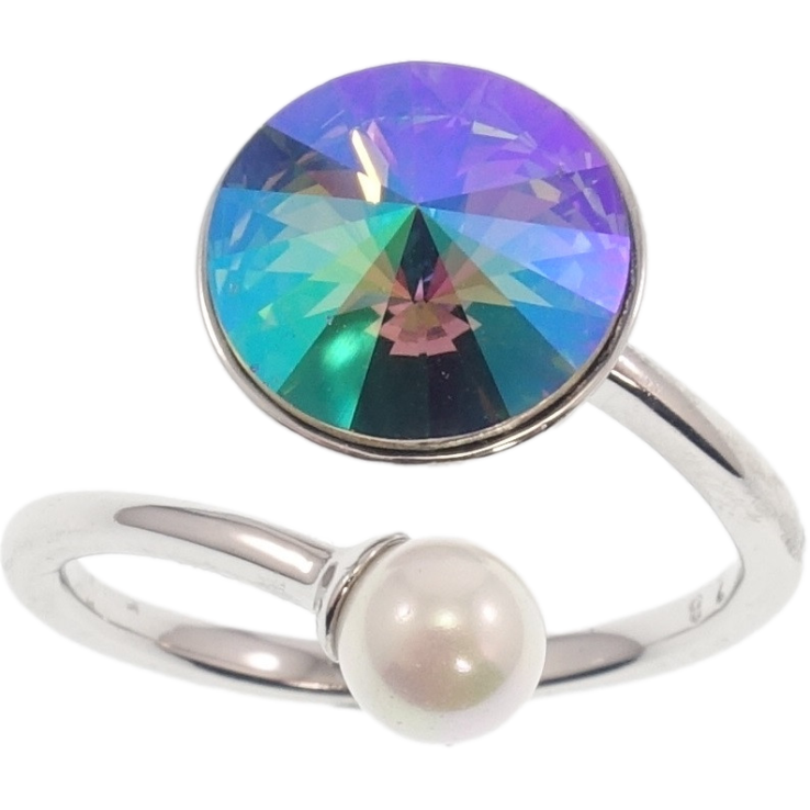 Каблучка Xuping колір Родій з кр-ми Swarovski Кристал Paradise Shine з перлиною, ø 5мм и 11мм фото №23