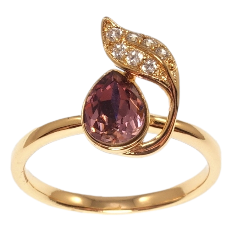 Каблучка Xuping колір 18K з кр-ми Swarovski Кристал Burgundy з листочком фото №9