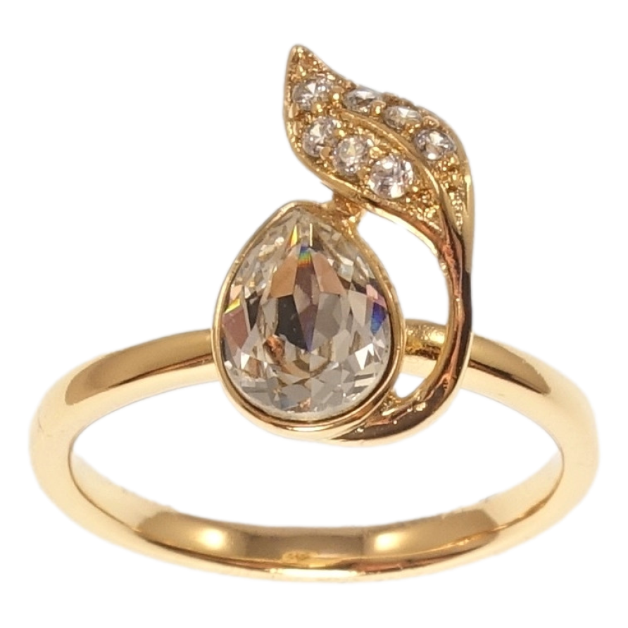 Каблучка Xuping колір 18K з кр-ми Swarovski Кристал Clear з листочком фото №1