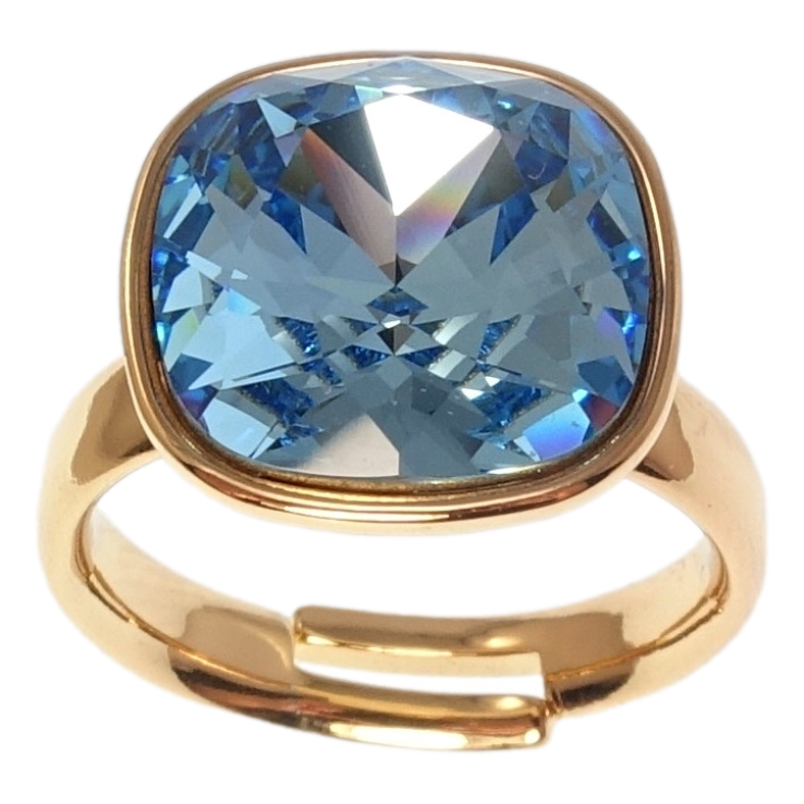 Каблучка Xuping колір 18K з кр-ми Swarovski Кристал Aquamarine 14х14мм фото №9 Каблучка Xuping колір 18K з кр-ми Swarovski Кристал Aquamarine 14х14мм фото №9