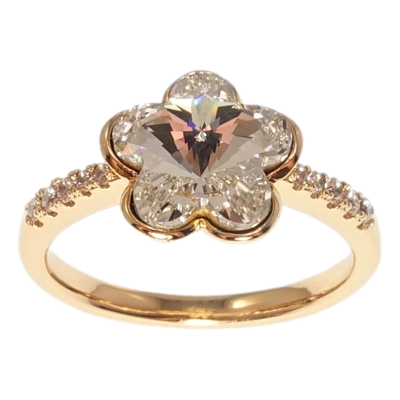 Кольцо Xuping цвет 18K с кр-ми Swarovski Кристальный цветочек Clear фото №1